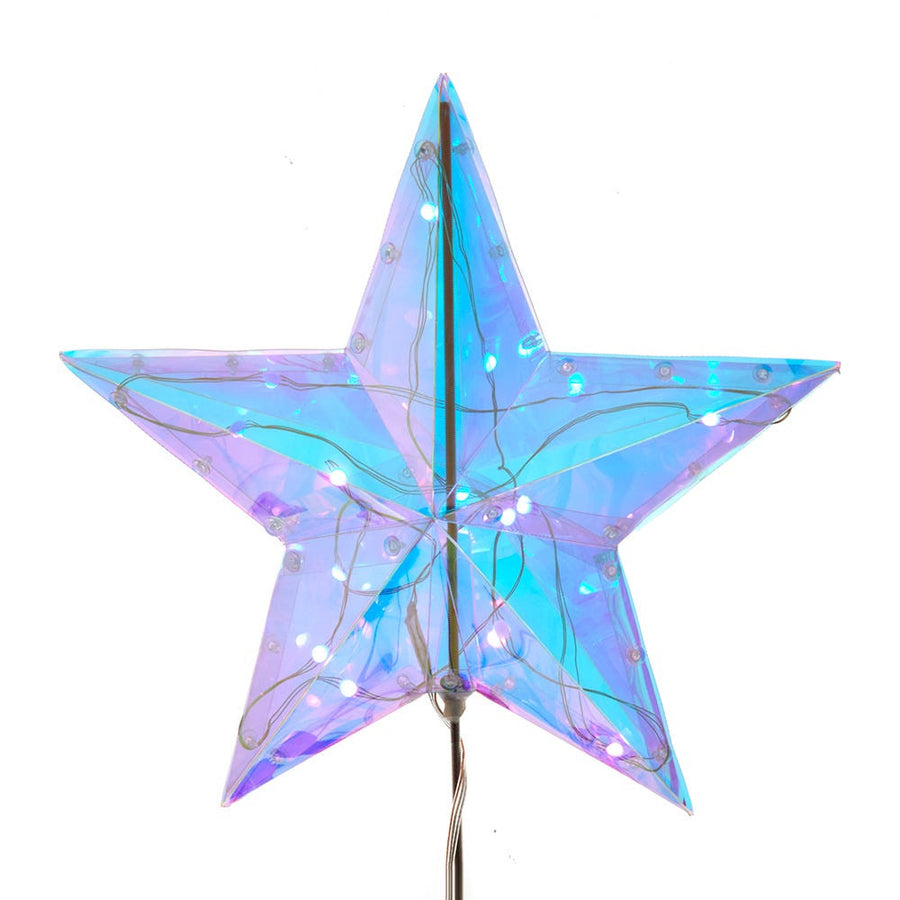 13.25" 15L RGB LED Magical Iridescence Holographic Star Treetop + Remote