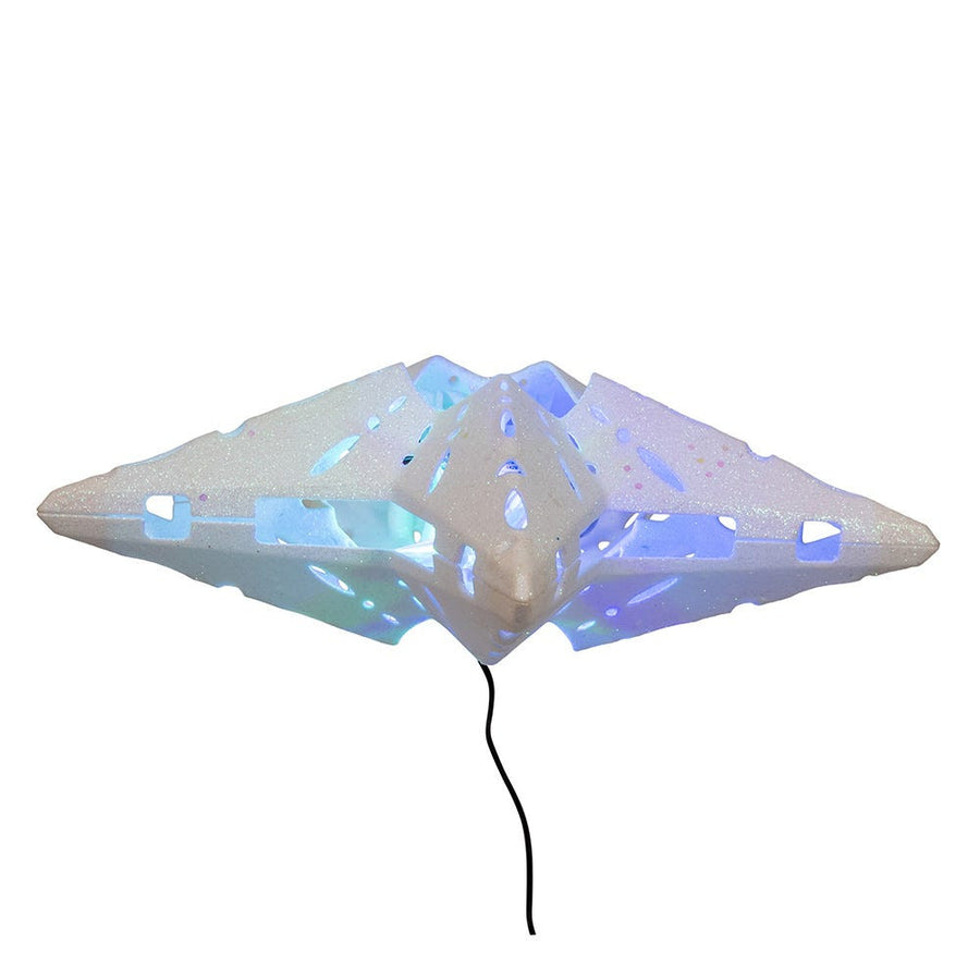 11.8" White Iridescent LED Star With Rotating Ornament Treetop