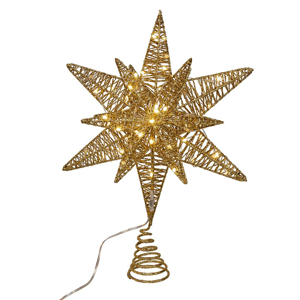 15" Twinkling Superbright LED Gold Starburst Treetop