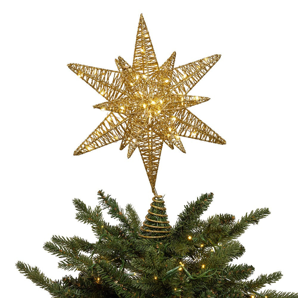 15" Twinkling Superbright LED Gold Starburst Treetop