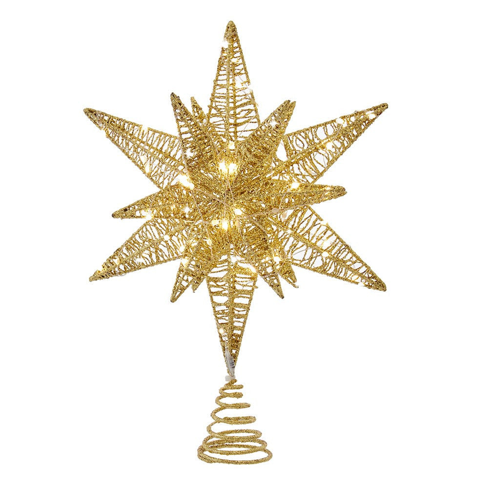 15" Twinkling Superbright LED Gold Starburst Treetop