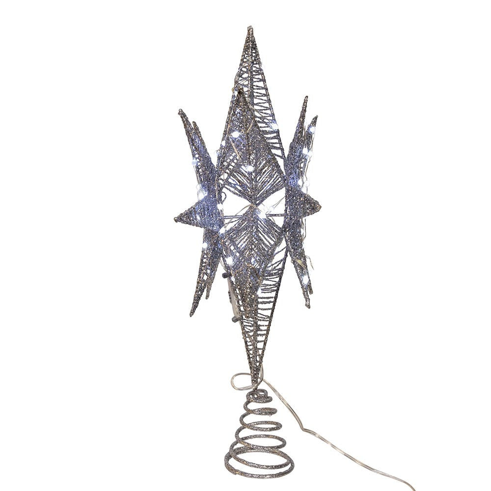 15" Twinkling Superbright LED Silver Starburst Treetop