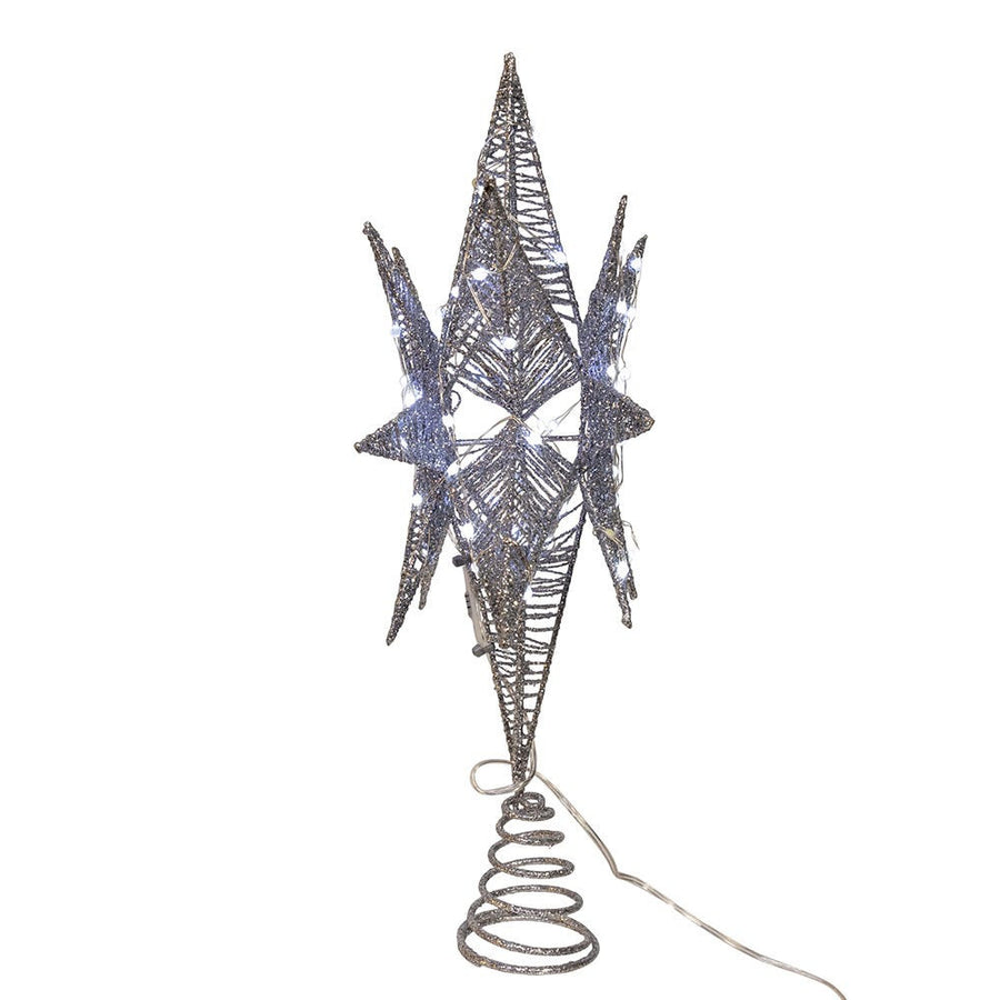 15" Twinkling Superbright LED Silver Starburst Treetop