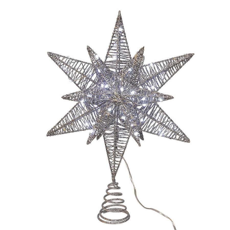 15" Twinkling Superbright LED Silver Starburst Treetop