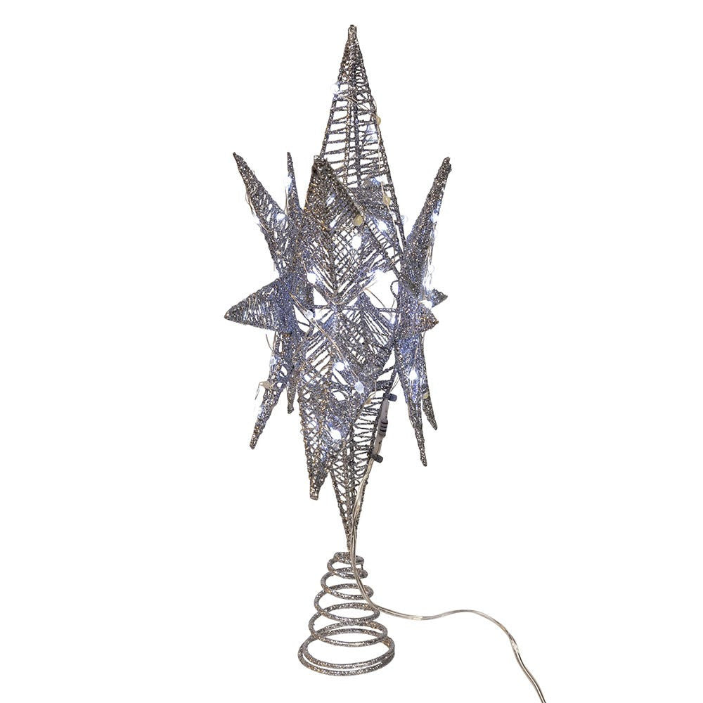 15" Twinkling Superbright LED Silver Starburst Treetop