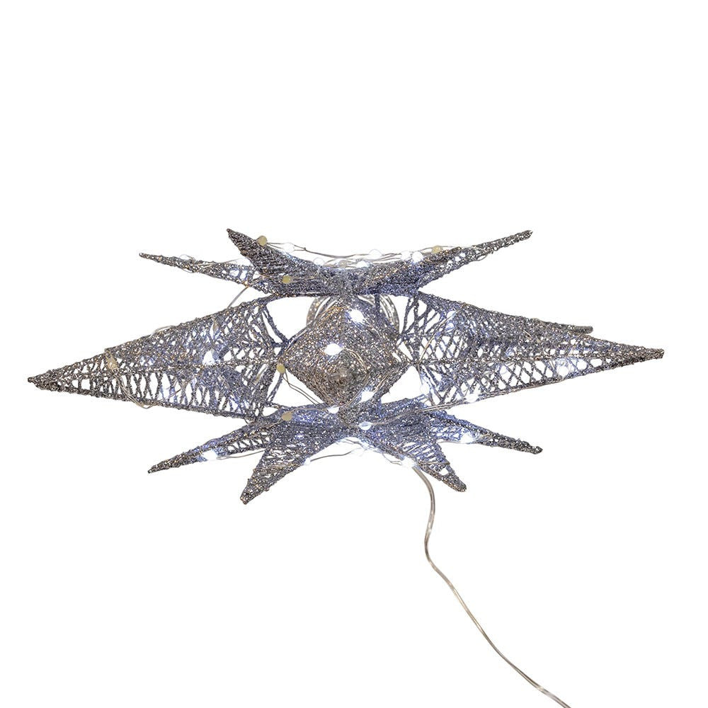 15" Twinkling Superbright LED Silver Starburst Treetop