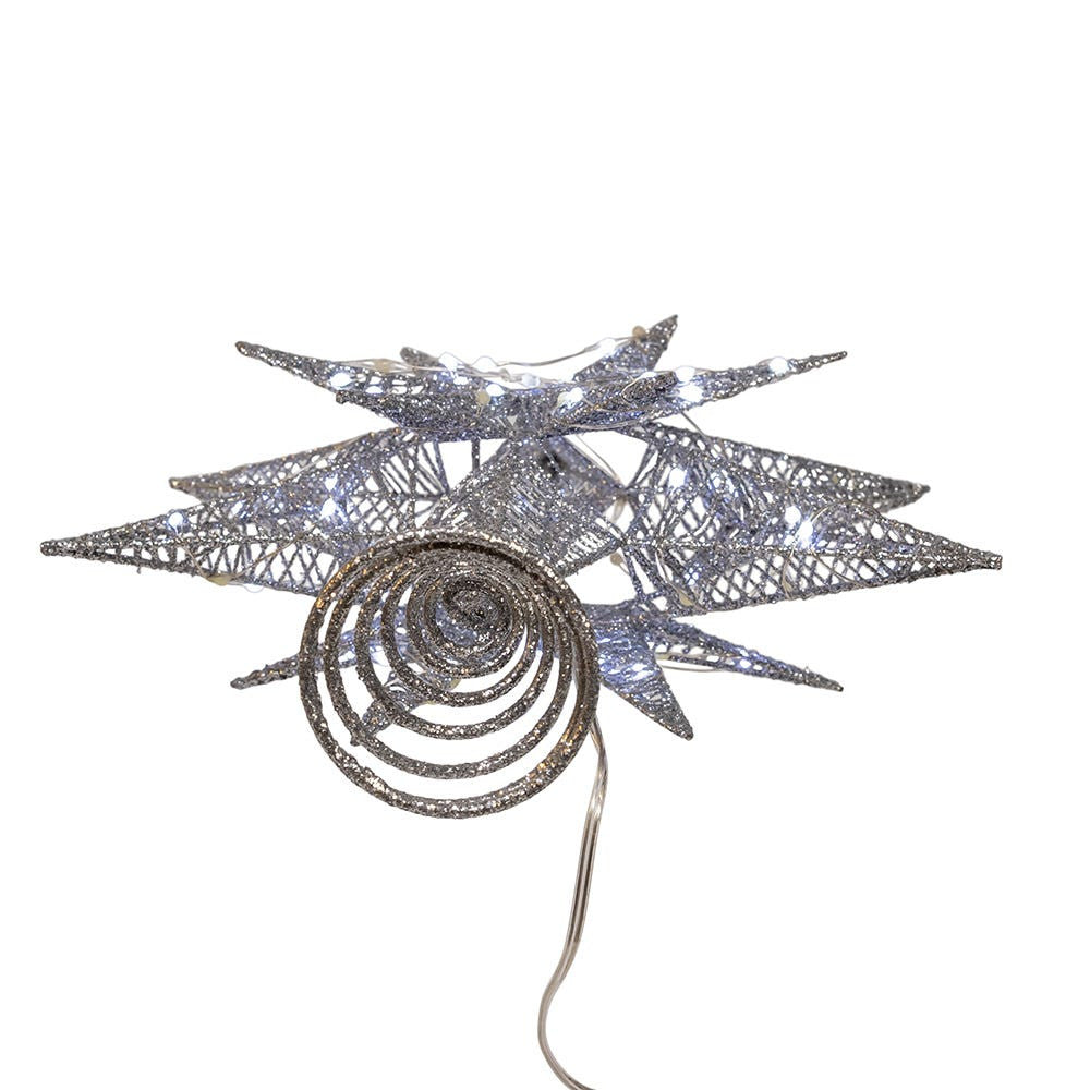 15" Twinkling Superbright LED Silver Starburst Treetop