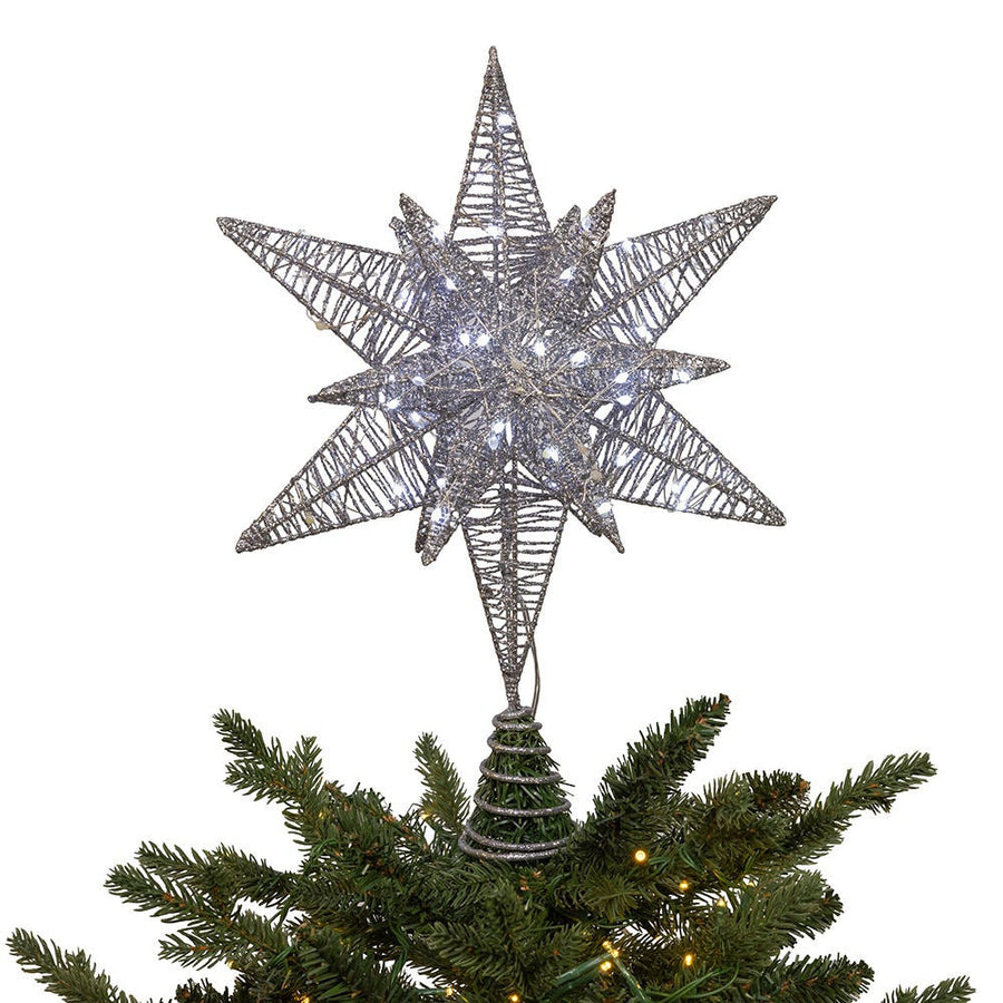 15" Twinkling Superbright LED Silver Starburst Treetop