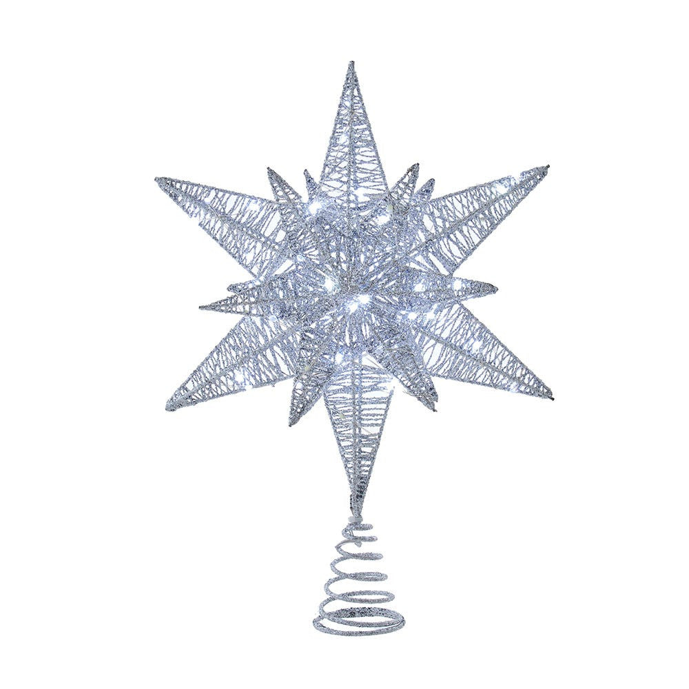 15" Twinkling Superbright LED Silver Starburst Treetop