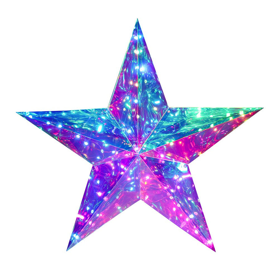 22" Lighted Magical Iridescence Holographic Foldable 5-Point Star + Remote