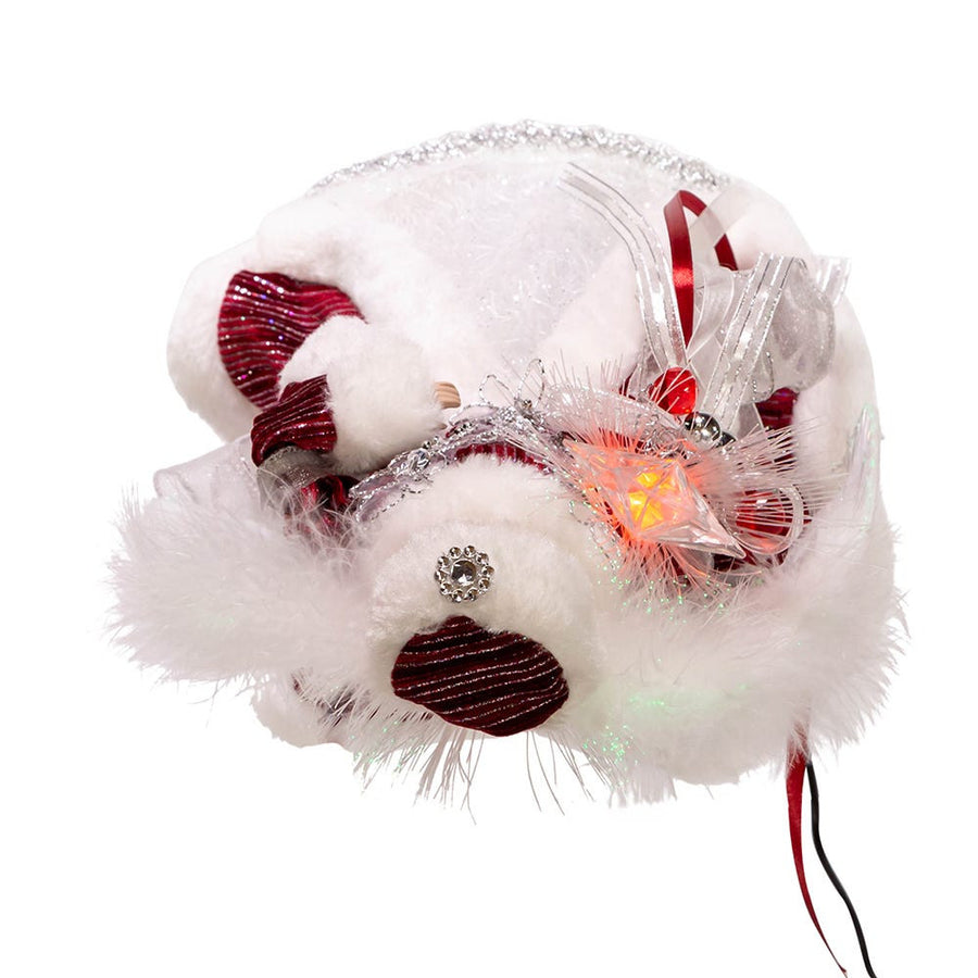 12" 7L Color Changing LED Fiber-Optic Silver and Burgundy Angel Treetop