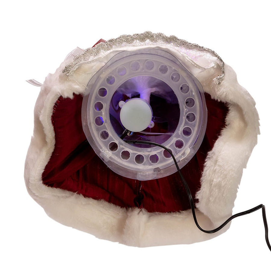 12" 7L Color Changing LED Fiber-Optic Silver and Burgundy Angel Treetop