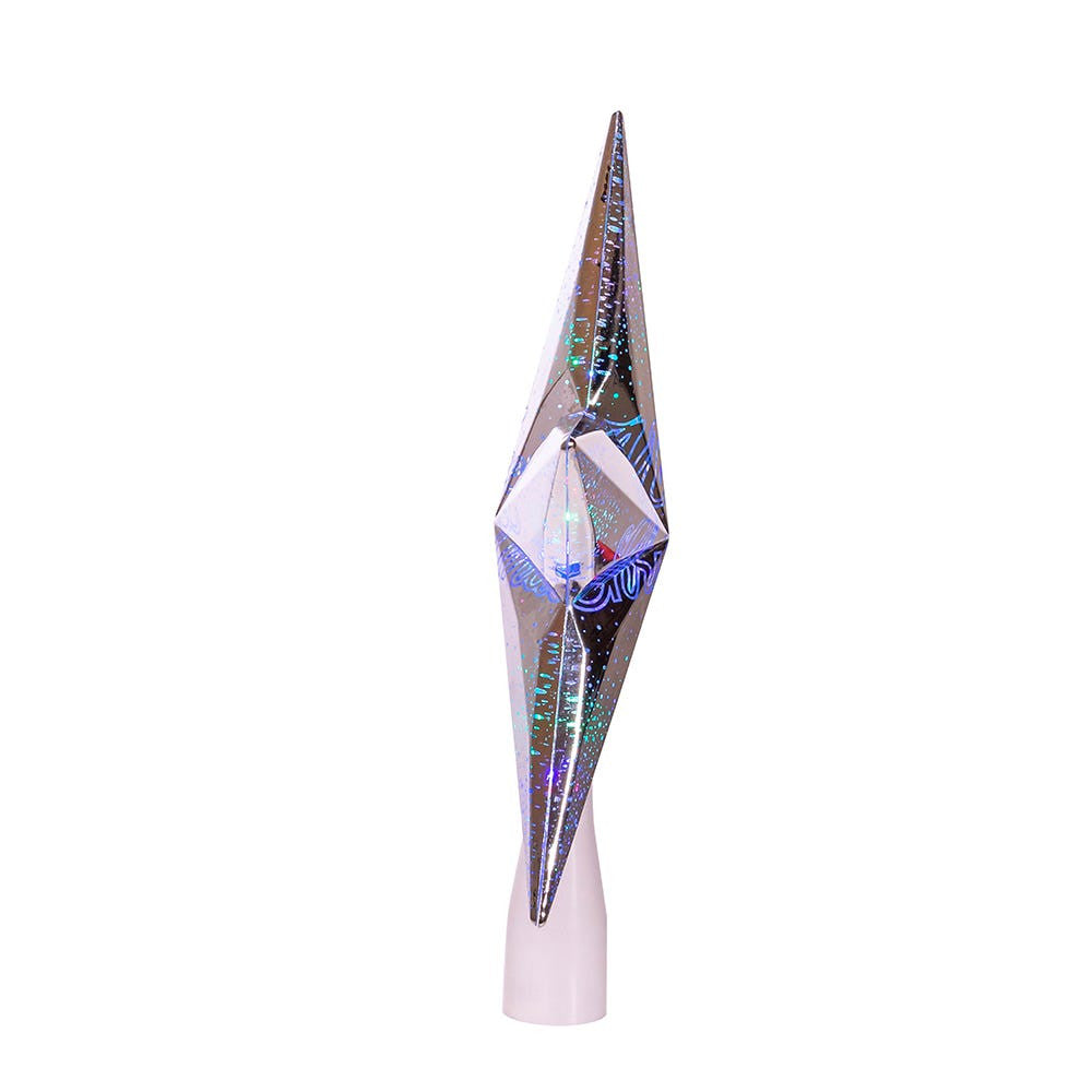 10" 18L "Merry Christmas" RGB LED Silver Star Treetop