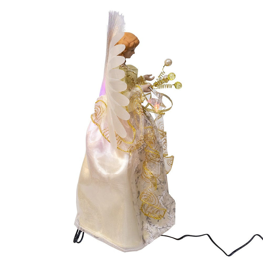 12" UL 30L Fairy LED Fiber Optic Gold Angel Treetop