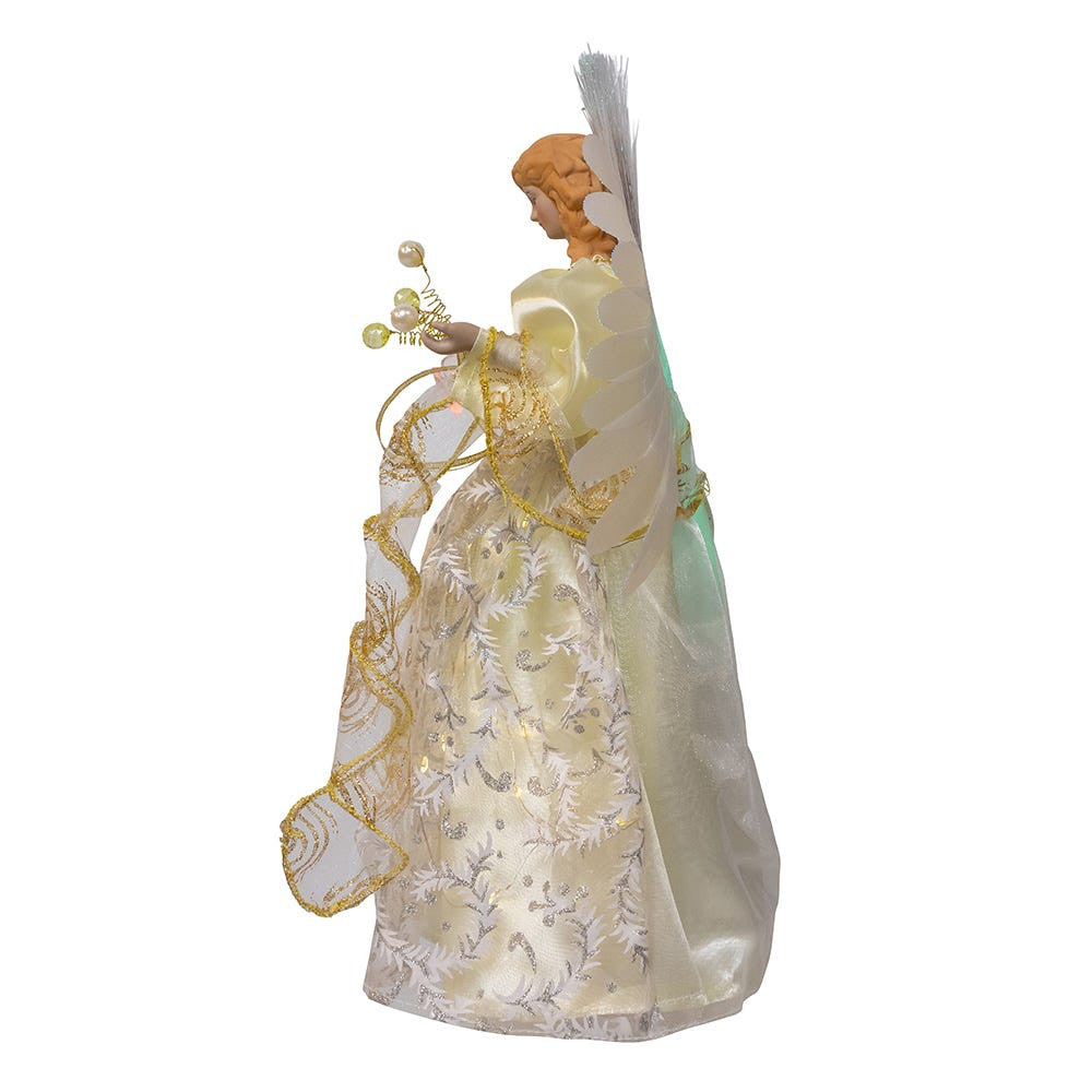 12" UL 30L Fairy LED Fiber Optic Gold Angel Treetop