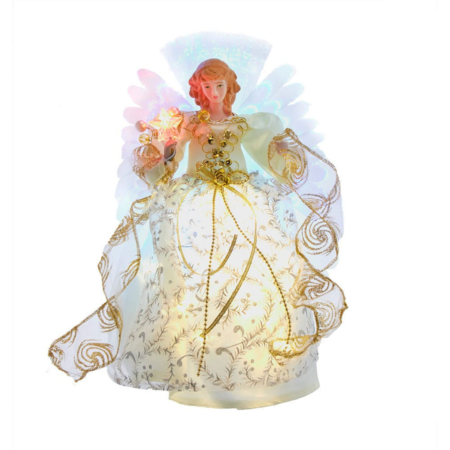 12" UL 30L Fairy LED Fiber Optic Gold Angel Treetop