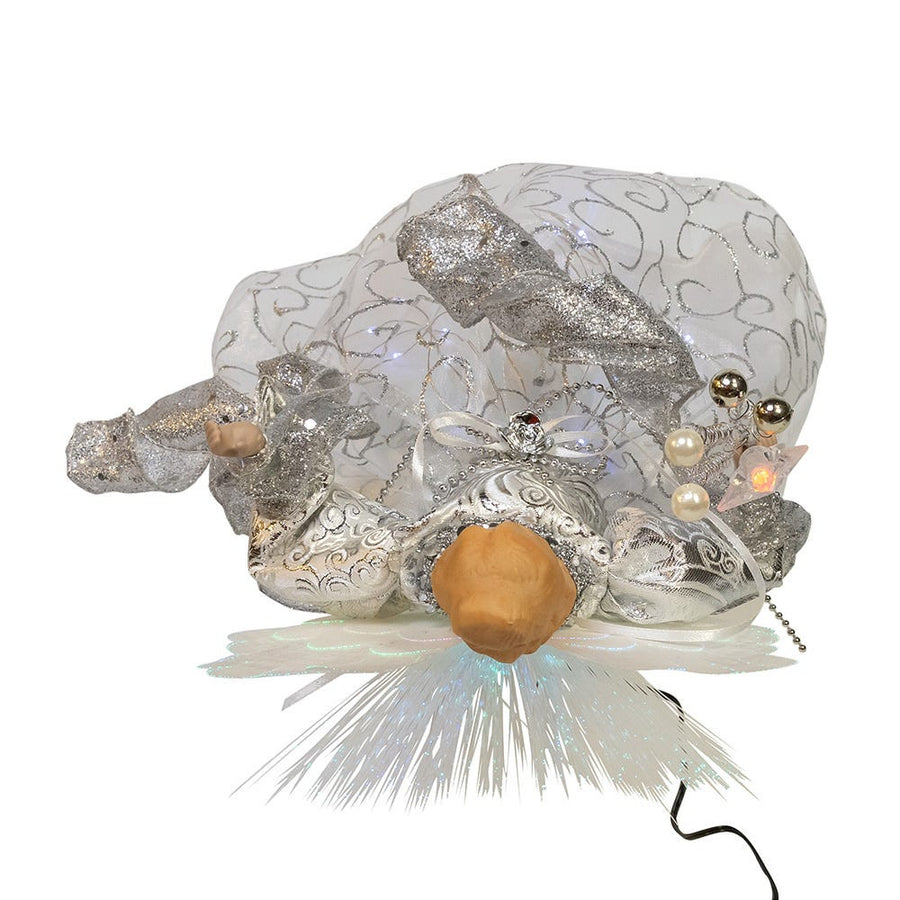 12" UL 30L Fairy LED Fiber Optic Silver Angel Treetop