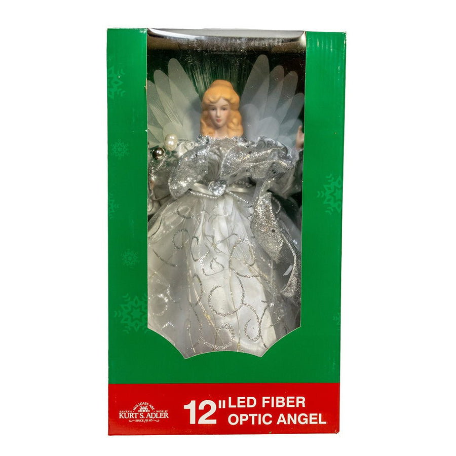 12" UL 30L Fairy LED Fiber Optic Silver Angel Treetop