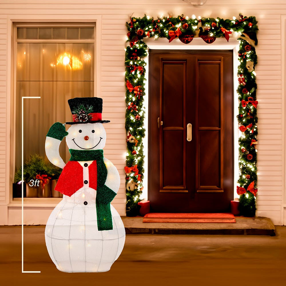 36" LED Light-Up Animated Snowman Lawn DÃ©cor