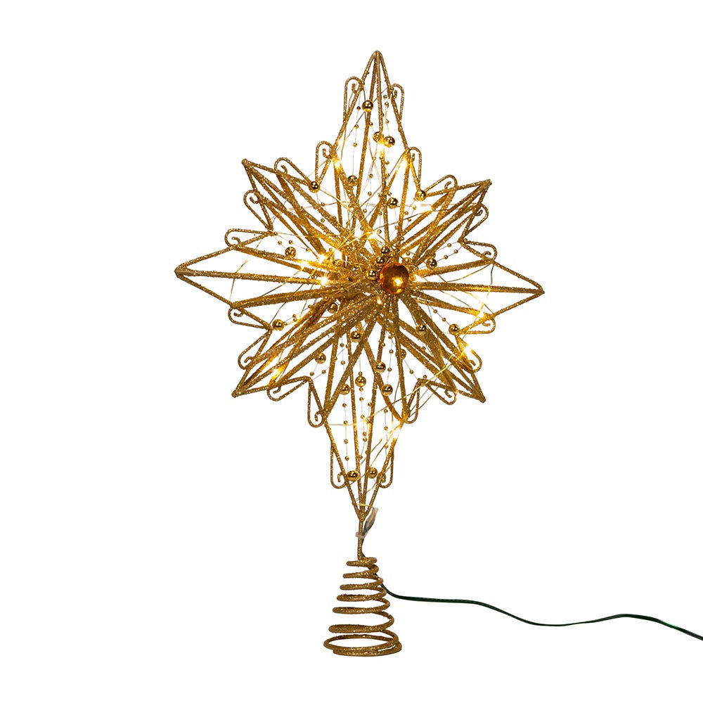 15.5" CUL 30L Warm White Fairy LED Gold Star Treetop