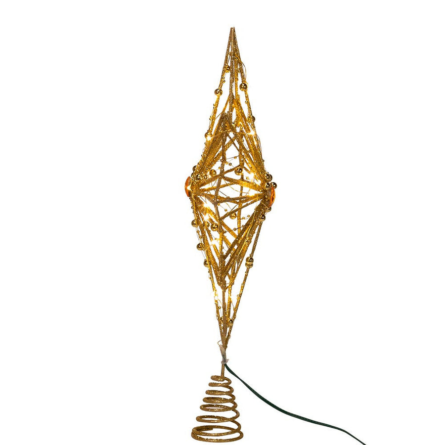 15.5" CUL 30L Warm White Fairy LED Gold Star Treetop