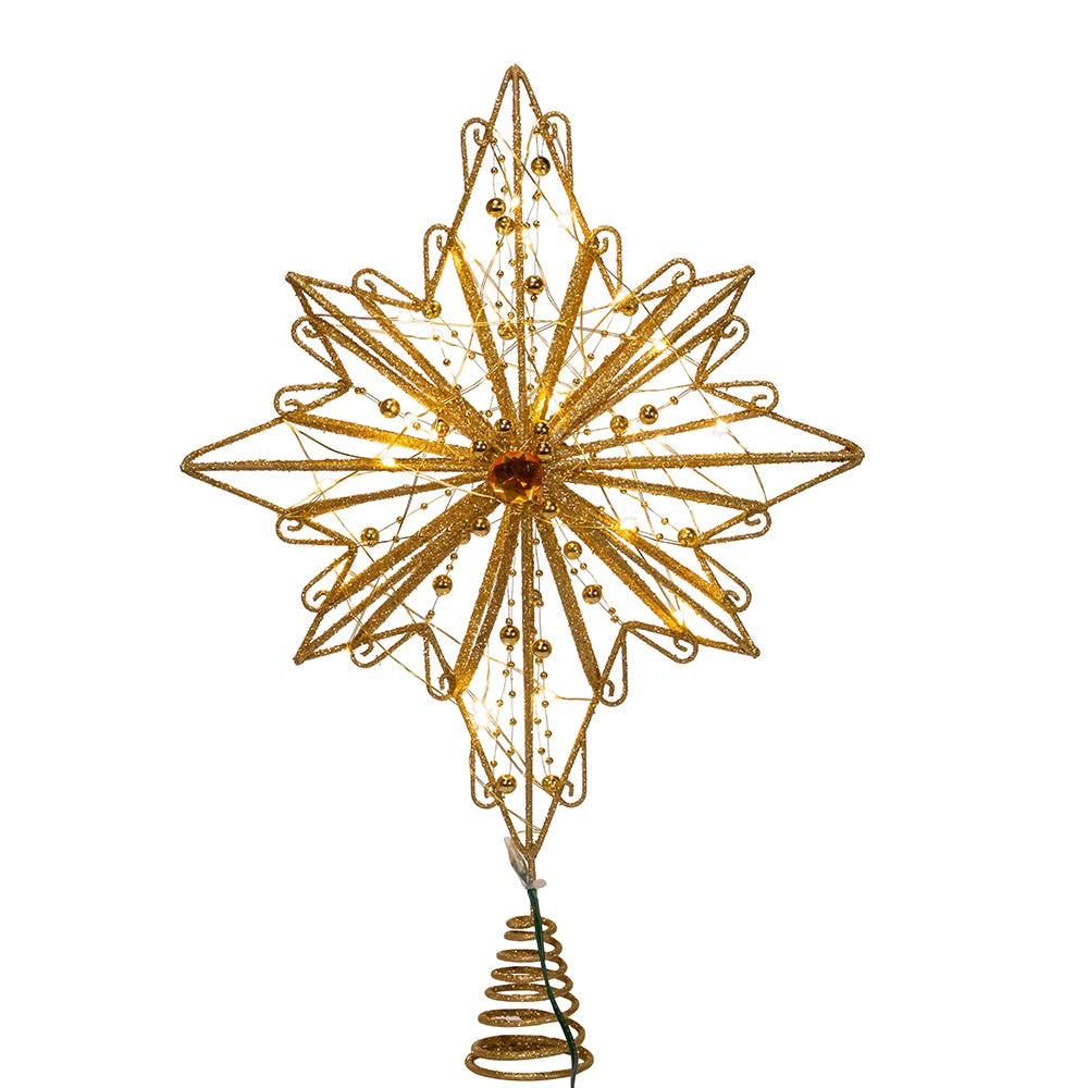 15.5" CUL 30L Warm White Fairy LED Gold Star Treetop