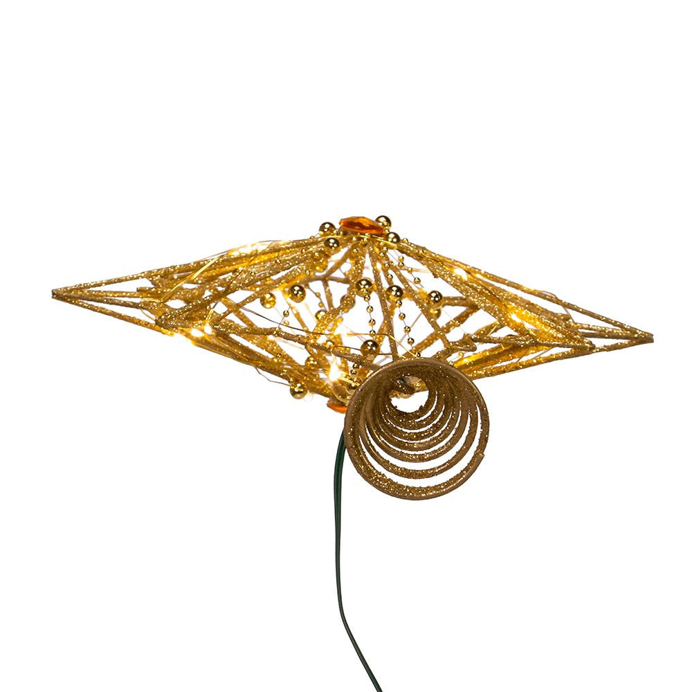 15.5" CUL 30L Warm White Fairy LED Gold Star Treetop