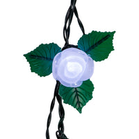 12' 10L Cool White LED Frosted Rose Light Set