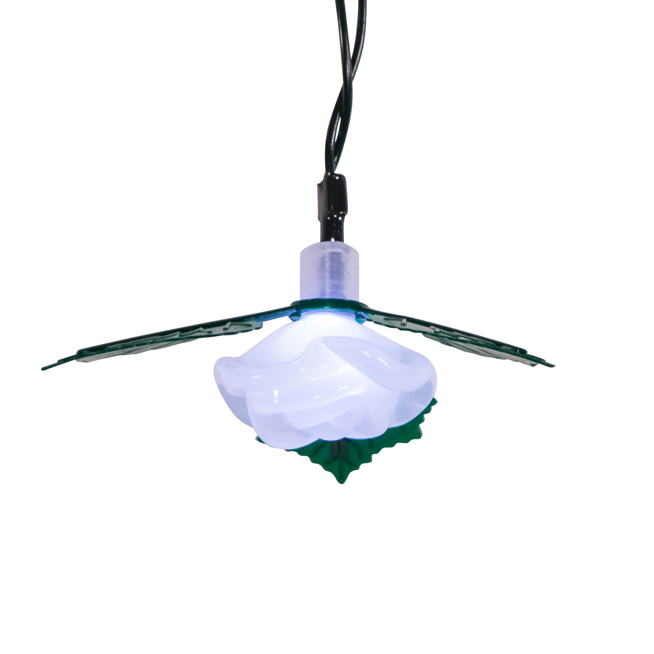 12' 10L Cool White LED Frosted Rose Light Set