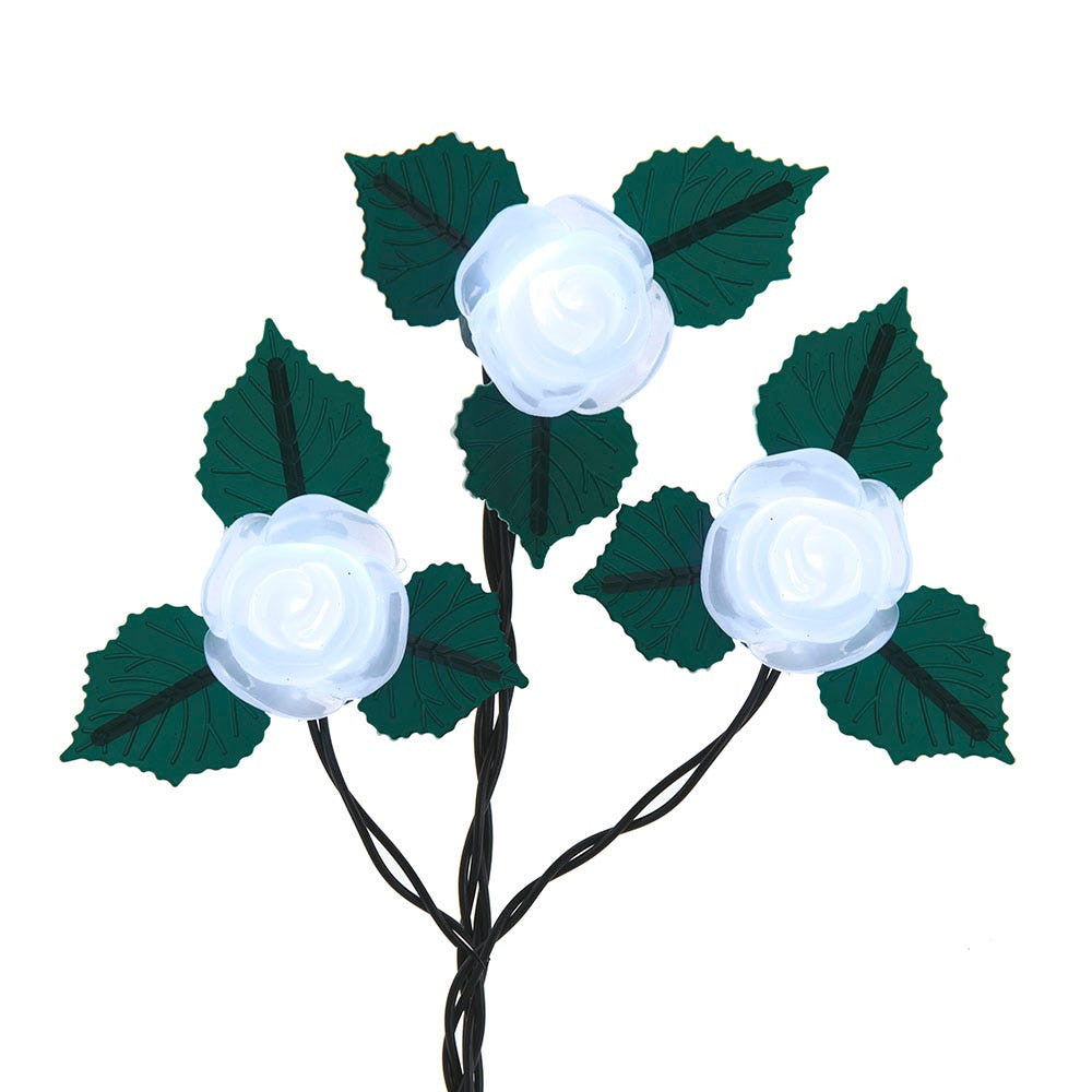 12' 10L Cool White LED Frosted Rose Light Set