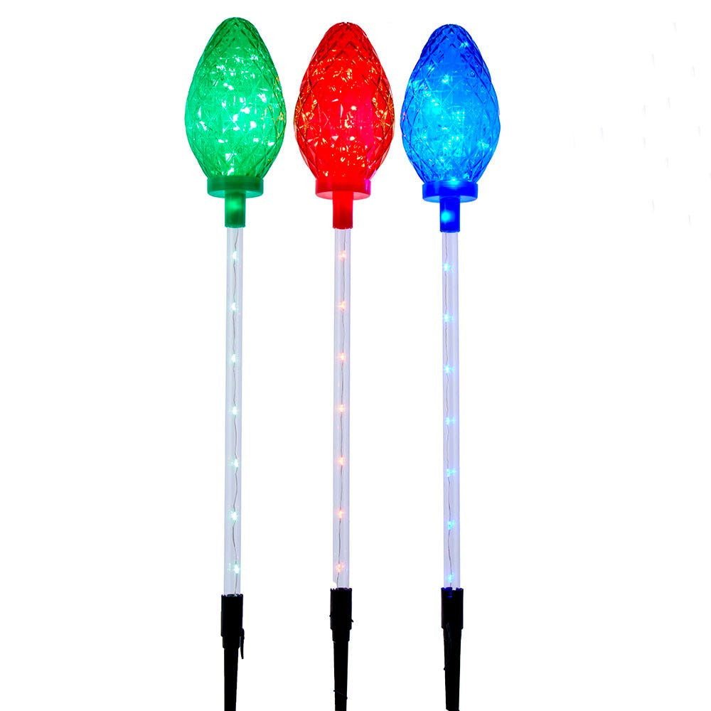 27.2" 3-Piece Jumbo Multicolor Faceted C9 Yard Stakes