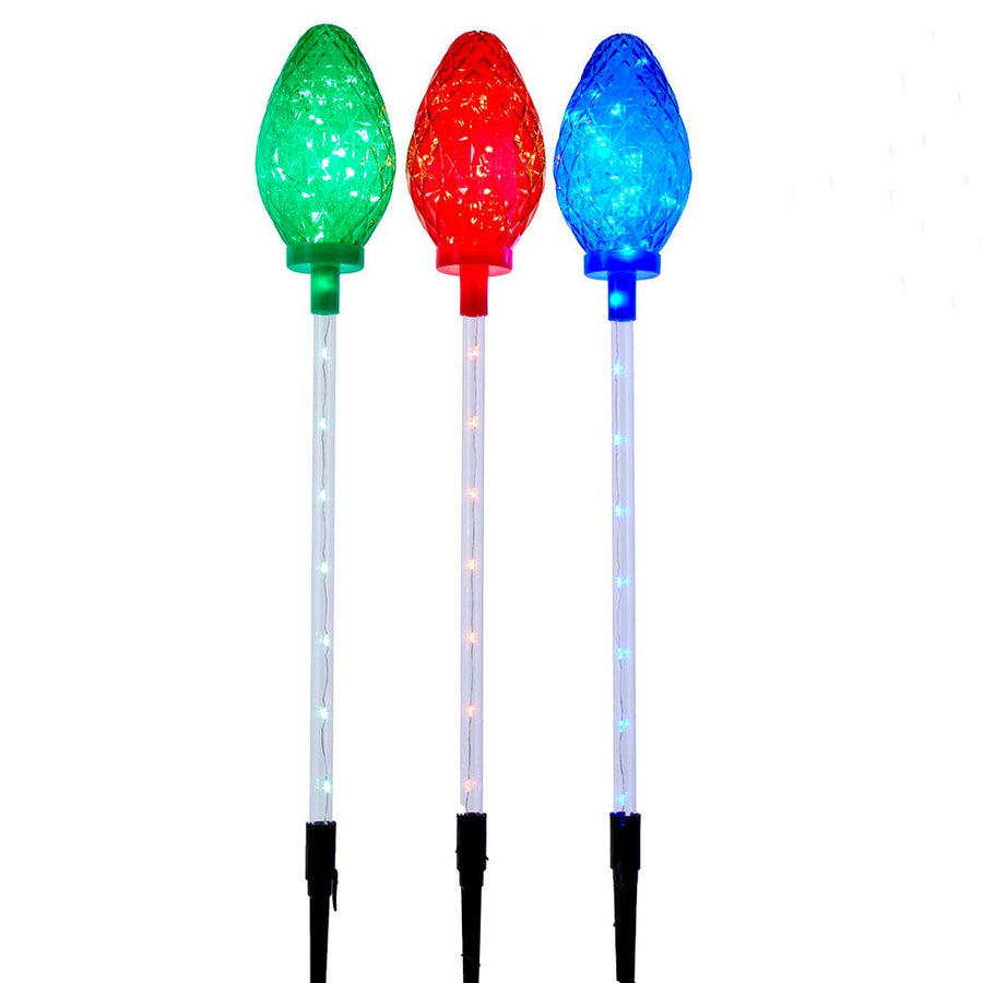 27.2" 3-Piece Jumbo Multicolor Faceted C9 Yard Stakes