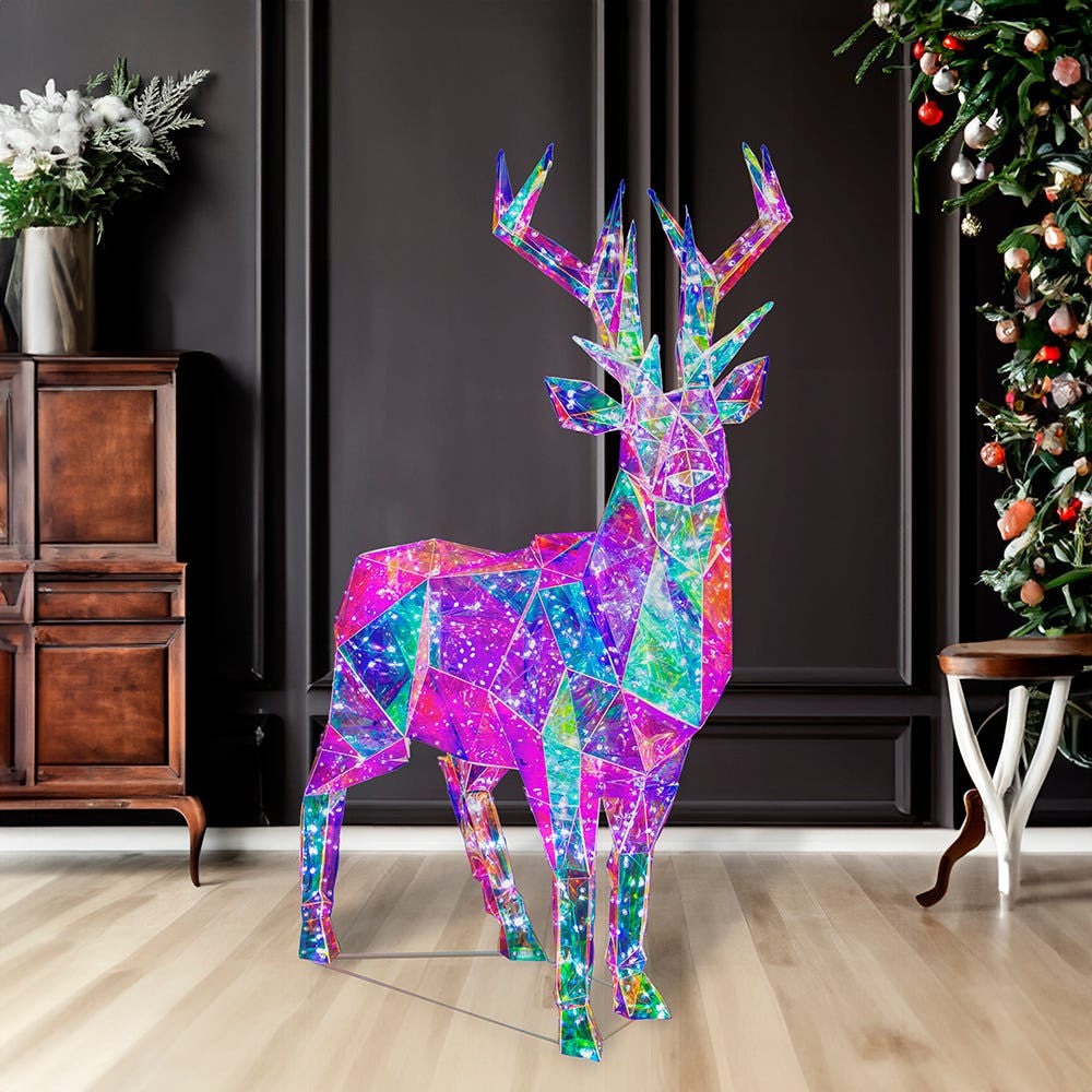 35.4" Lighted Magical Iridescence Holographic Reindeer