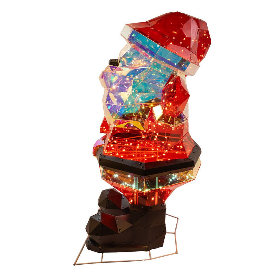 30" Lighted Magical Iridescence Holographic Santa