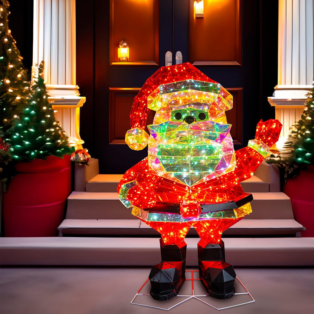 30" Lighted Magical Iridescence Holographic Santa