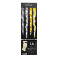 7' 60L Dual Color (Pure White & Warm White) LED Connectible Icicle String Light + Remote