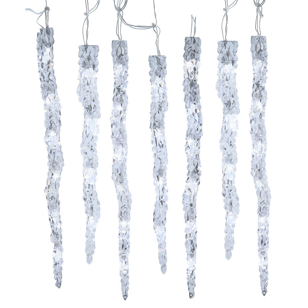 7' 60L Dual Color (Pure White & Warm White) LED Connectible Icicle String Light + Remote