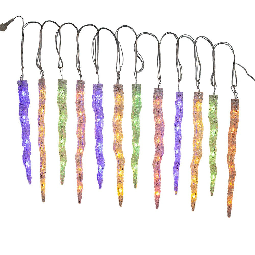 7' 60L Dual Color (Multicolor & Warm White) LED Connectible Icicle String Light + Remote