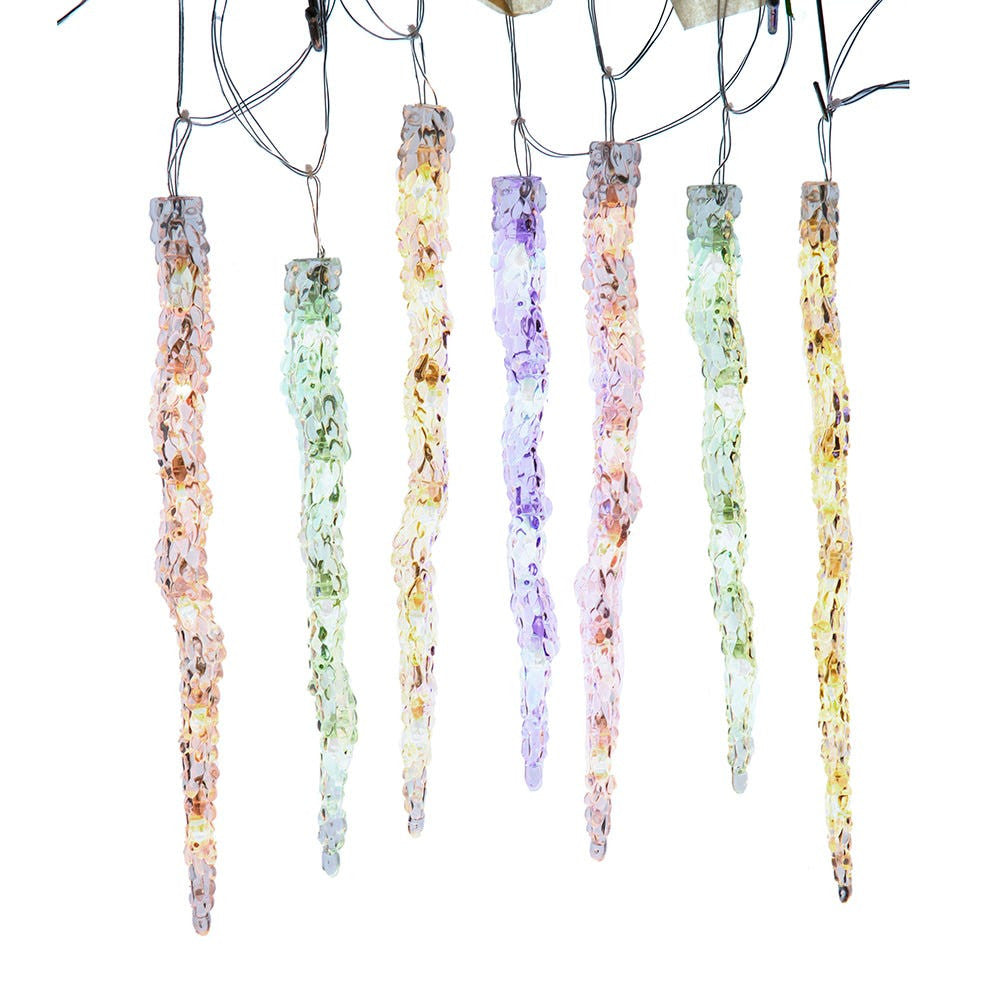 7' 60L Dual Color (Multicolor & Warm White) LED Connectible Icicle String Light + Remote