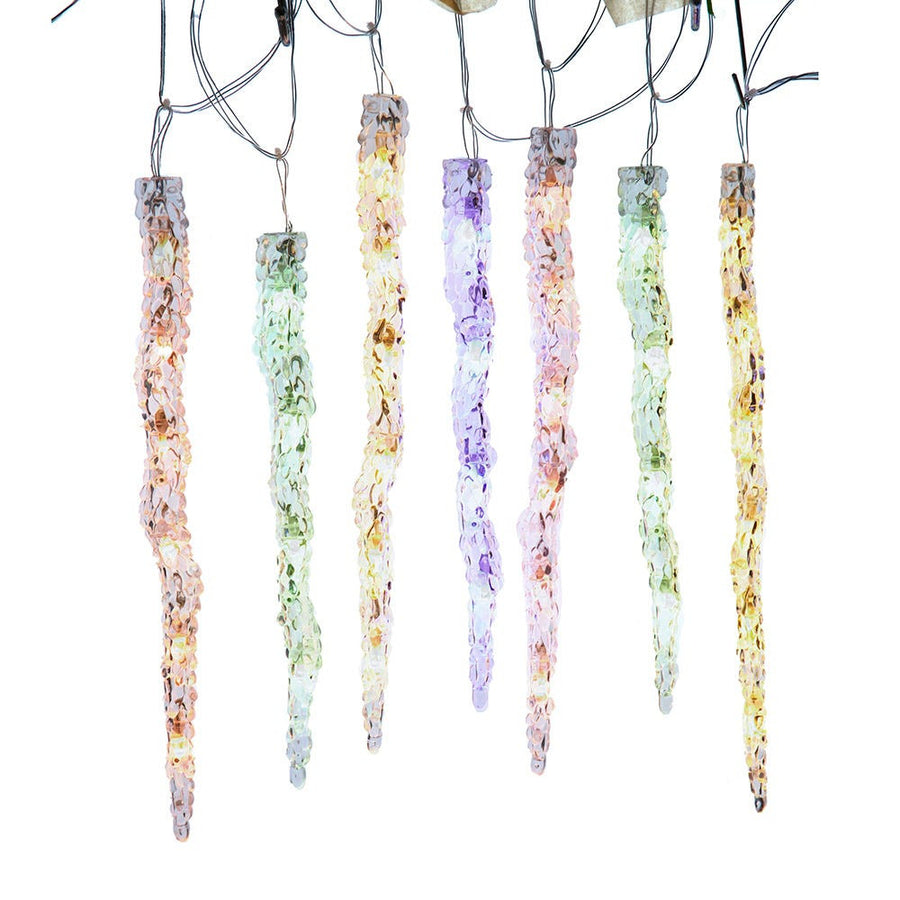 7' 60L Dual Color (Multicolor & Warm White) LED Connectible Icicle String Light + Remote