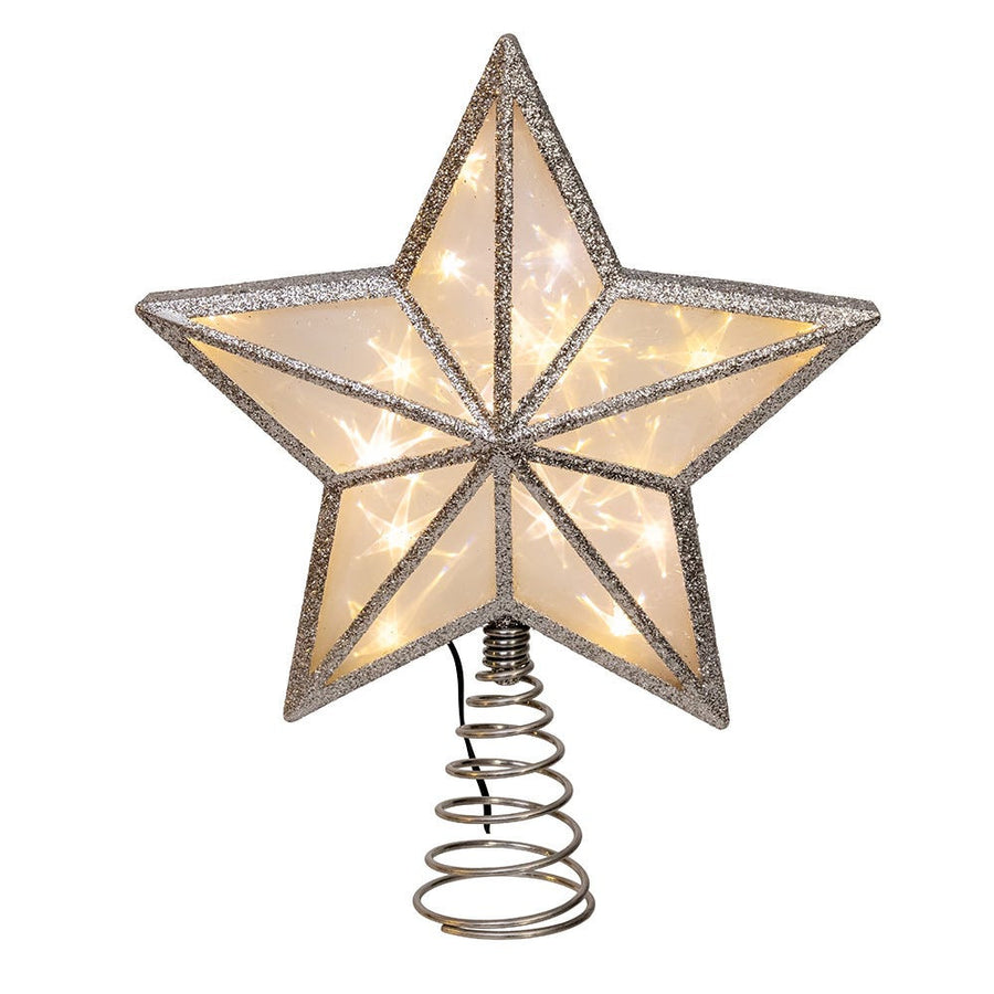 11.5" UL 20L Warm White Fairy LED Silver Glitter Star Treetop