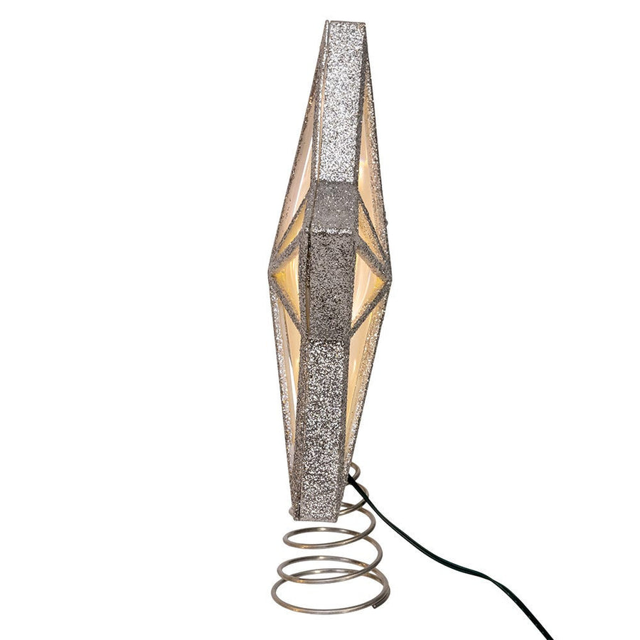 11.5" UL 20L Warm White Fairy LED Silver Glitter Star Treetop