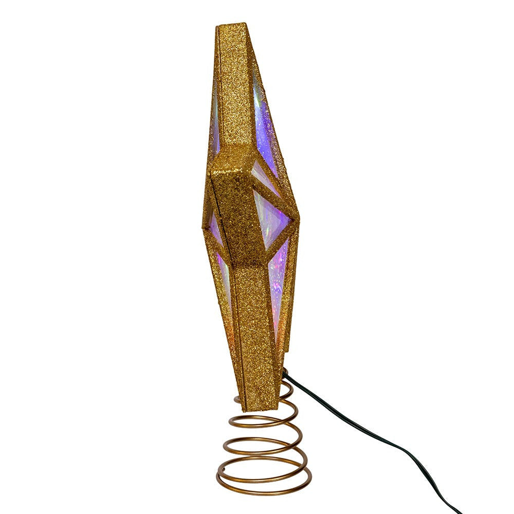 11.5" UL 20L Multicolor Fairy Twinkle LED Gold Glitter Star Treetop
