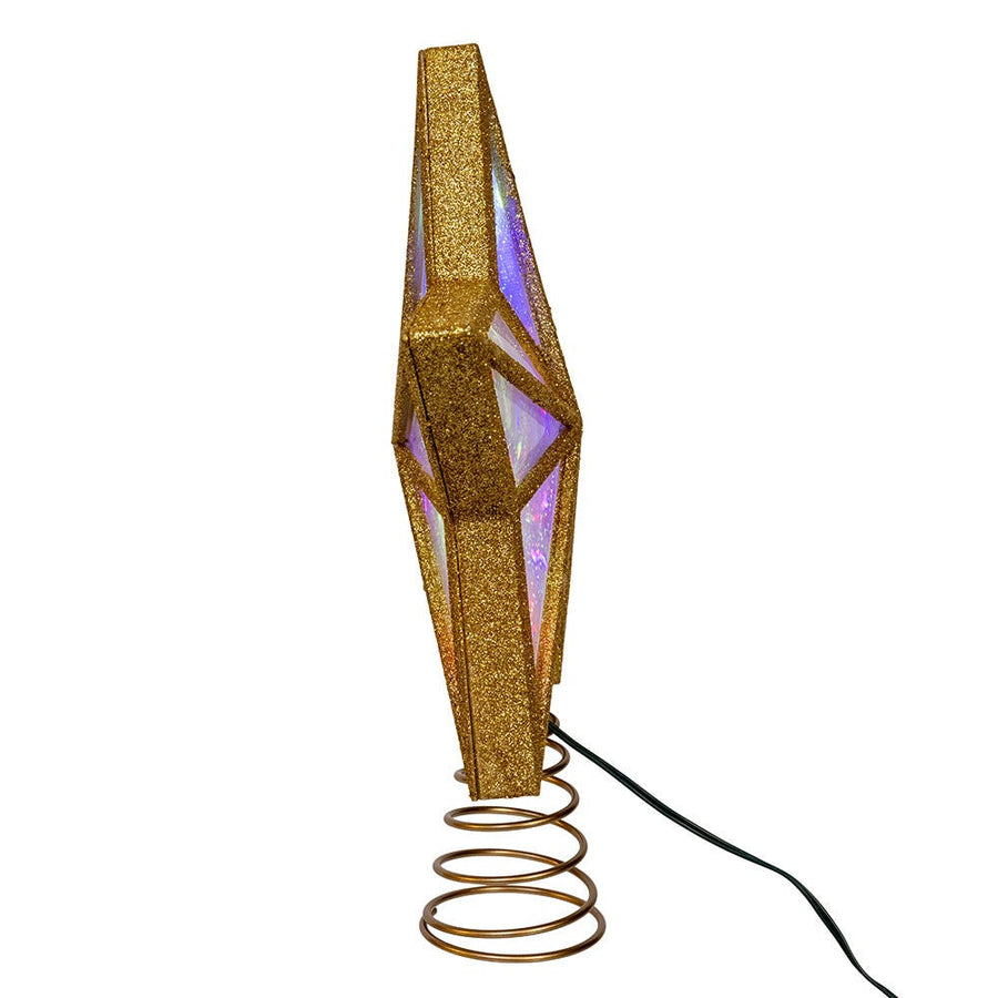 11.5" UL 20L Multicolor Fairy Twinkle LED Gold Glitter Star Treetop