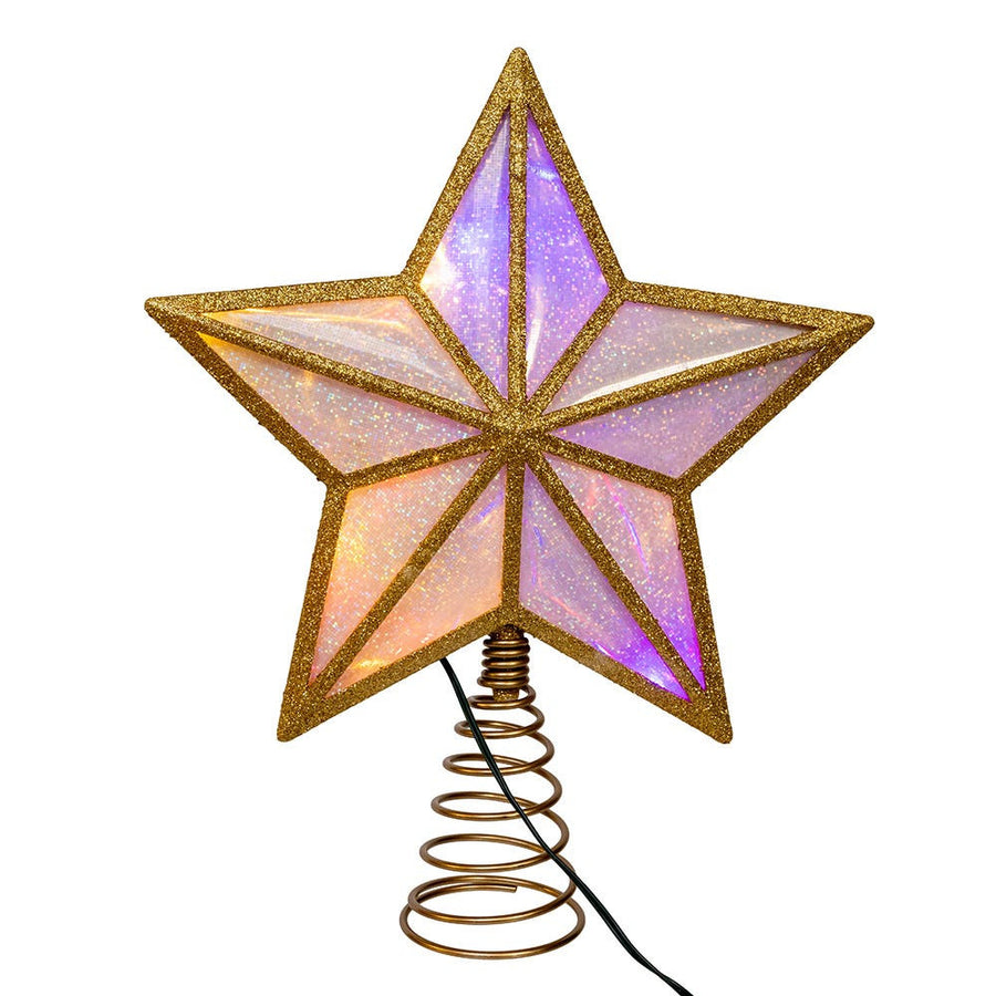 11.5" UL 20L Multicolor Fairy Twinkle LED Gold Glitter Star Treetop