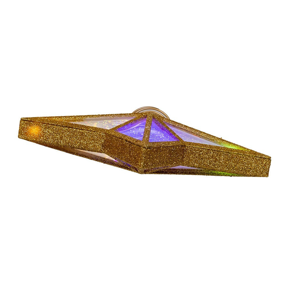 11.5" UL 20L Multicolor Fairy Twinkle LED Gold Glitter Star Treetop