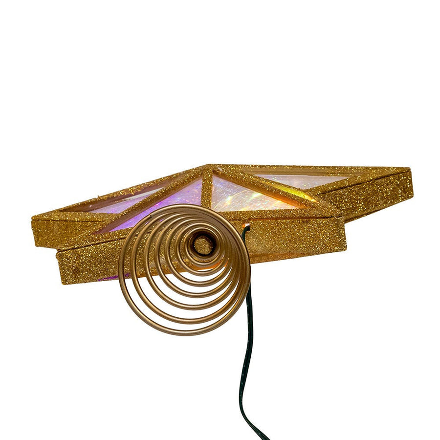 11.5" UL 20L Multicolor Fairy Twinkle LED Gold Glitter Star Treetop