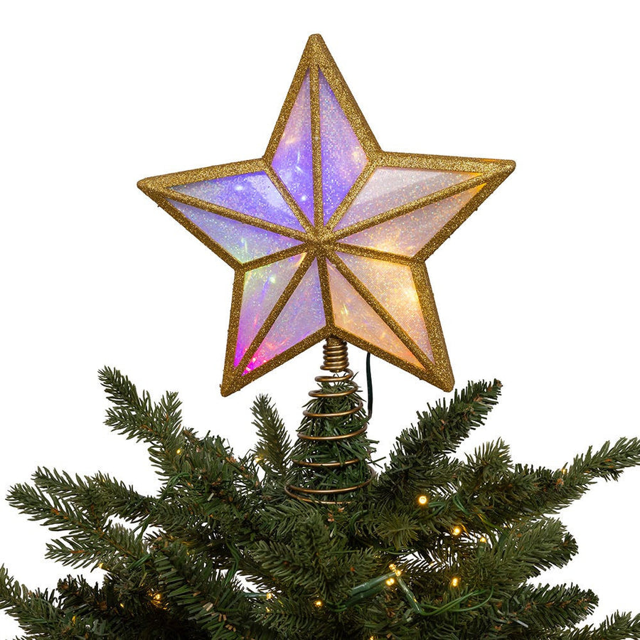 11.5" UL 20L Multicolor Fairy Twinkle LED Gold Glitter Star Treetop