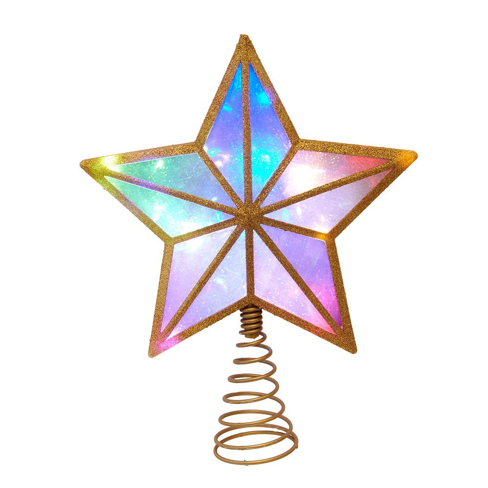 11.5" UL 20L Multicolor Fairy Twinkle LED Gold Glitter Star Treetop