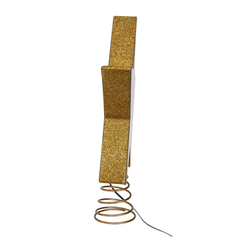11.5" UL 22L Multicolor Infinity Effect SMD LED Gold Glitter Star Treetop